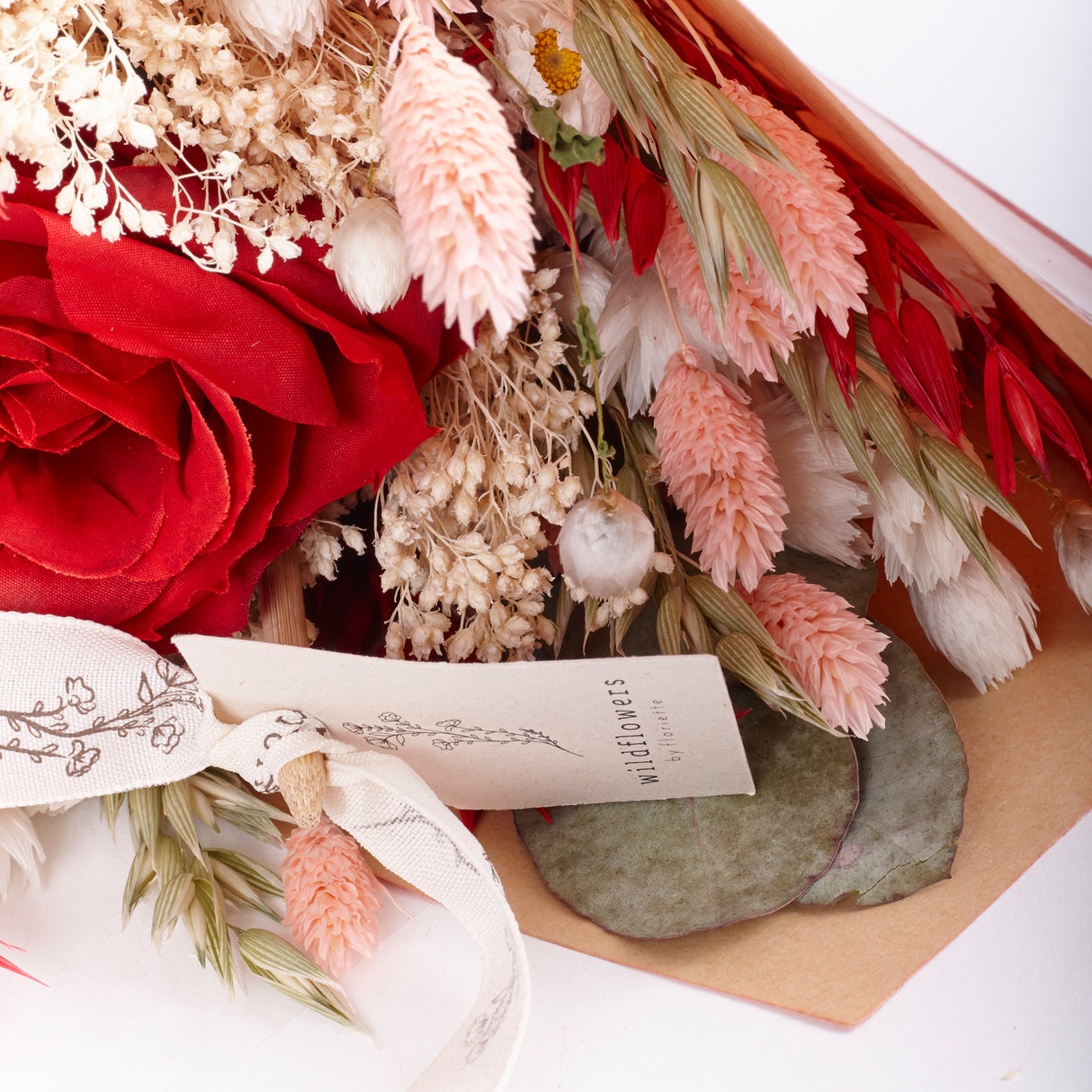 Romantic Bouquet, Red Rose, Dried and Silk Bouquet