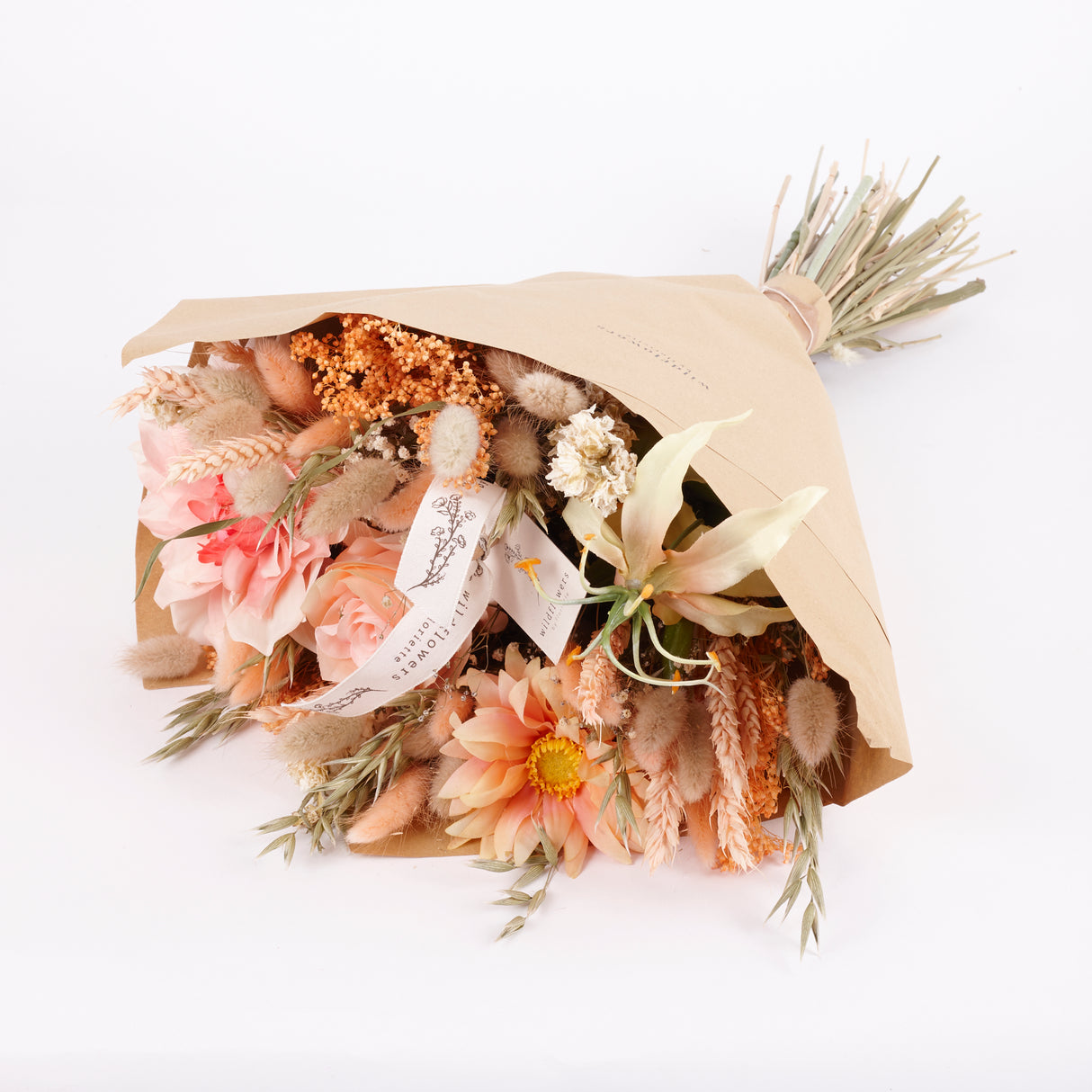 Peach Perfect, Dried and Silk Bouquet