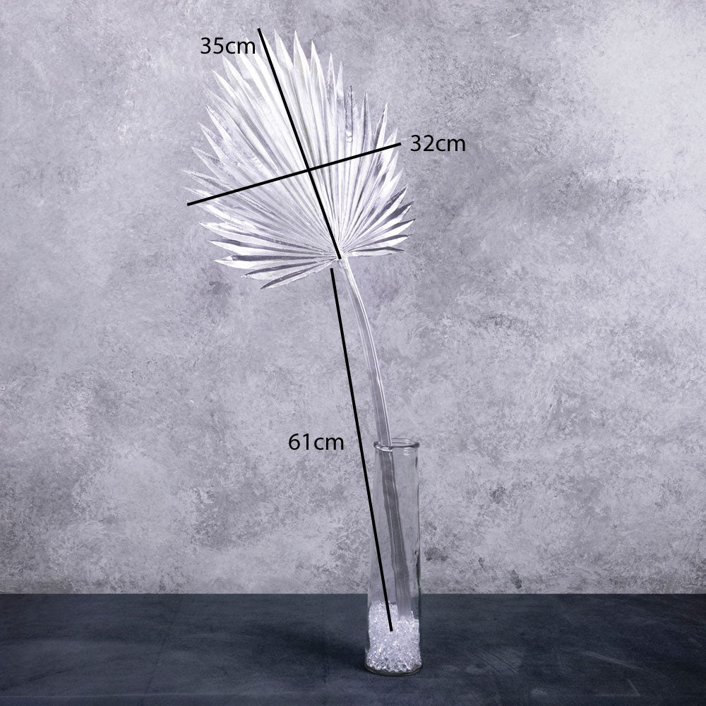 Palm Leaf XL, Metallic Silver, 96cm, Artificial