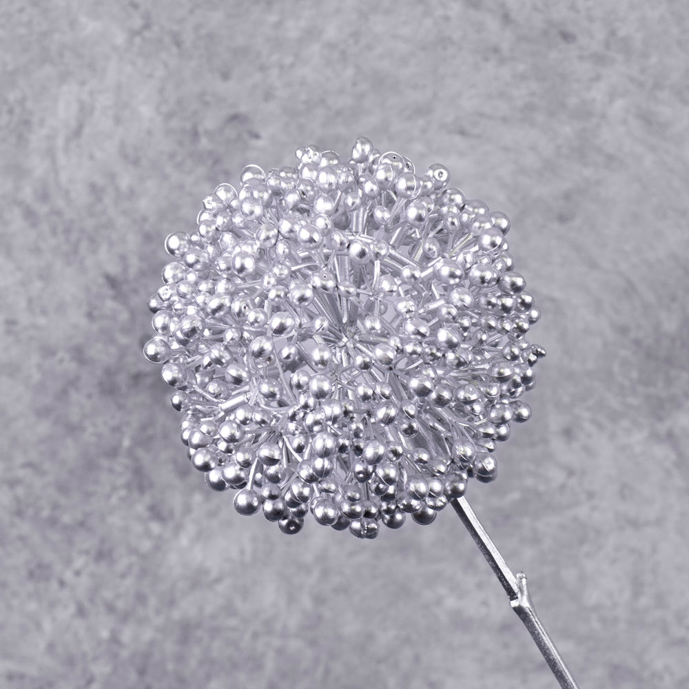 Seed Head, Metallic Silver, 66cm, Artificial