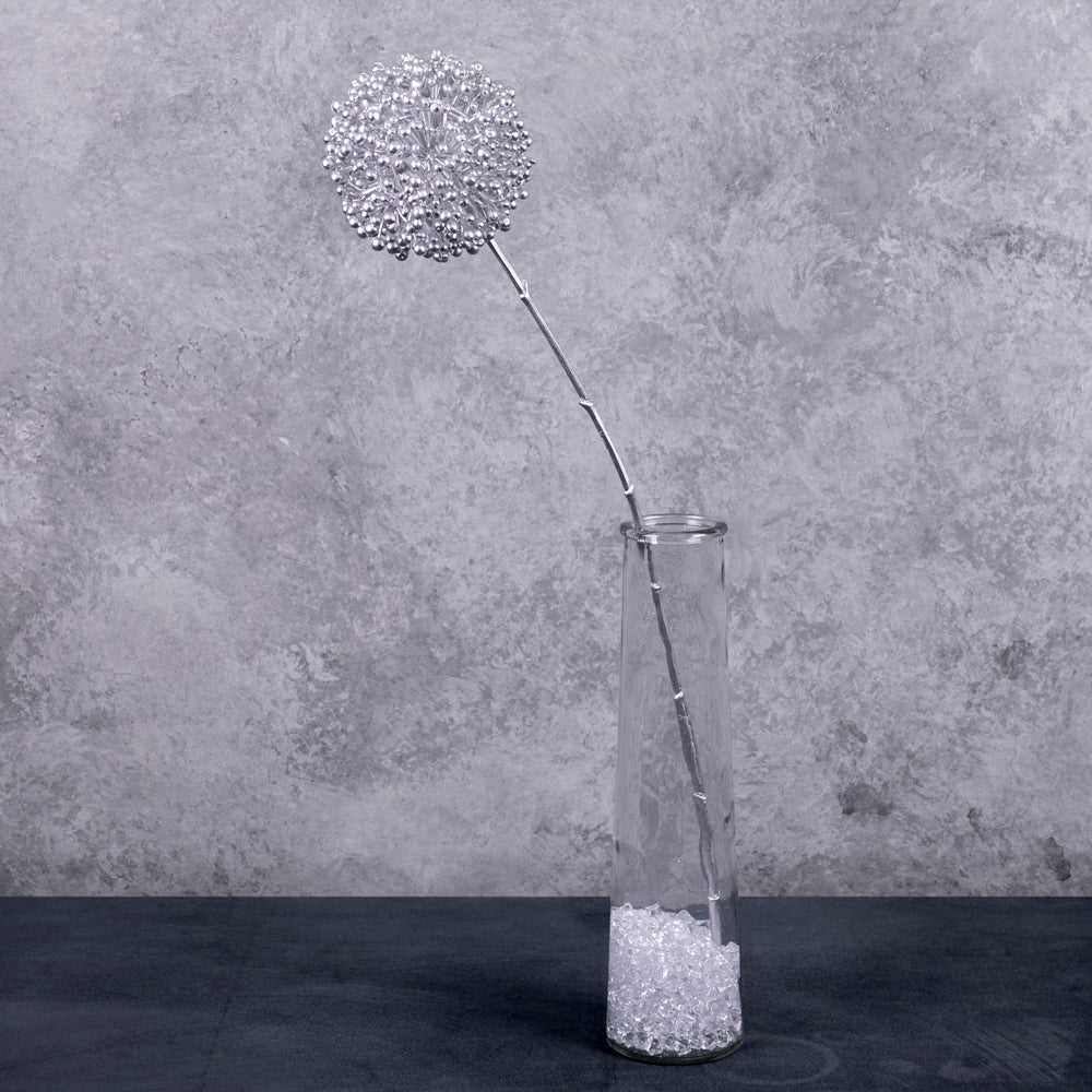Seed Head, Metallic Silver, 66cm, Artificial