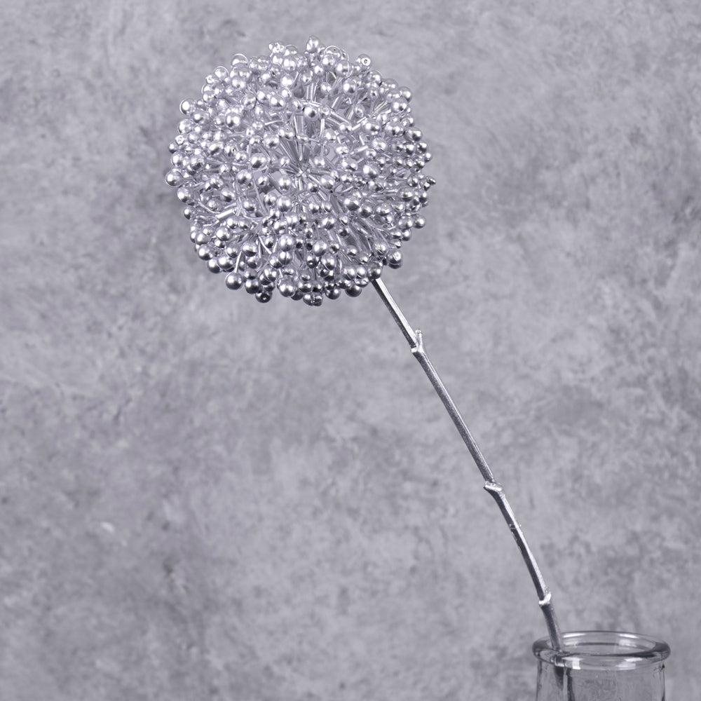 Seed Head, Metallic Silver, 66cm, Artificial
