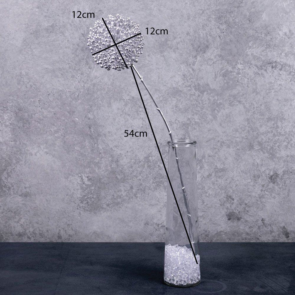 Seed Head, Metallic Silver, 66cm, Artificial