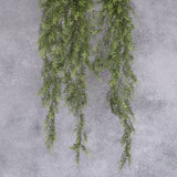3 separate faux asparagus fern hanger, with different length fronds.