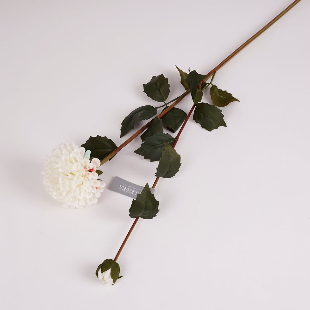 Dahlia Spray (Silk-ka), Artificial, White, 87cm