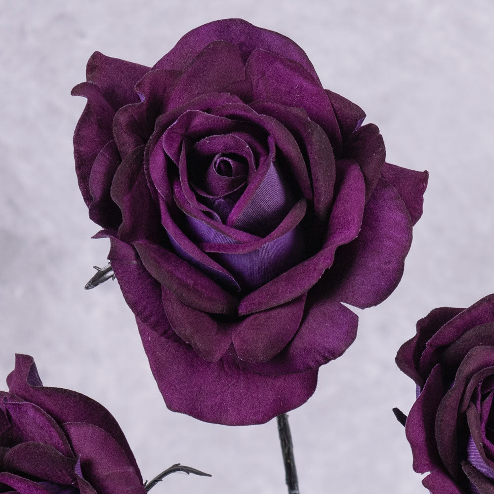 Rose Spray (Silkka), Artificial, Dark Purple, 69cm Atlas Flowers