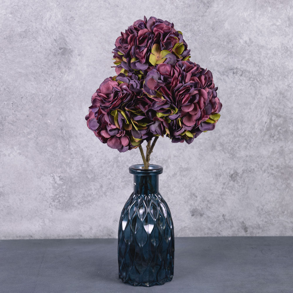 Hydrangea Stem, (Silk-ka), Dark Burgundy, 64cm