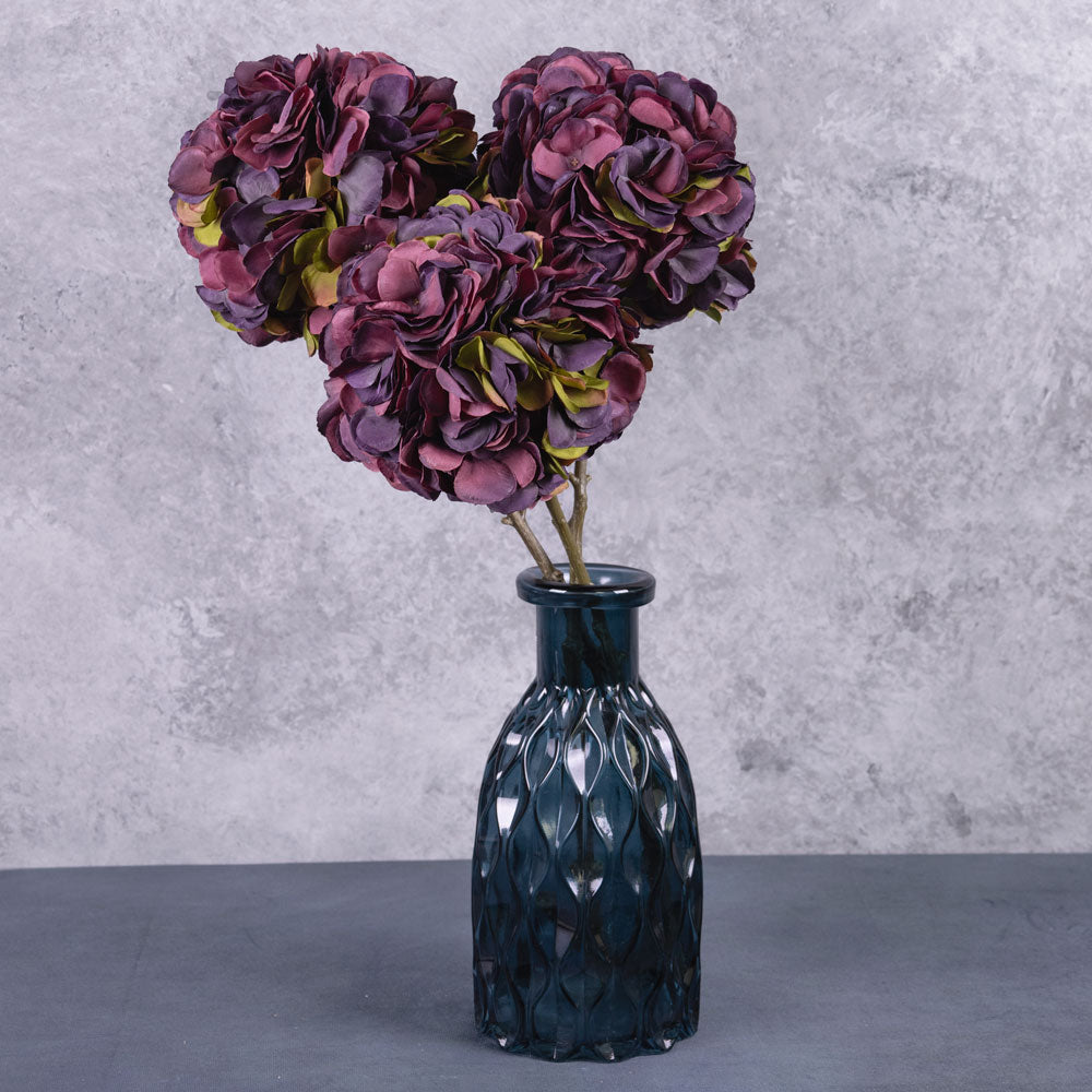 Hydrangea Stem, (Silk-ka), Dark Burgundy, 64cm