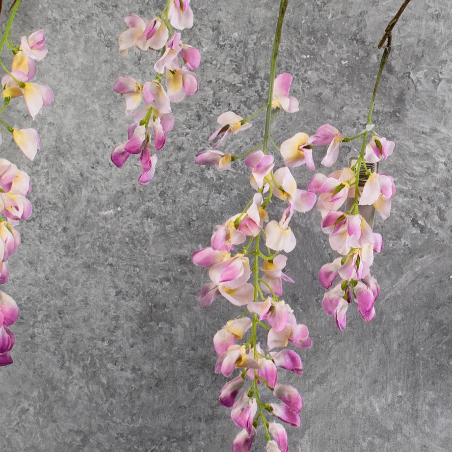 Wisteria spray (Silk-ka), Artificial, Pink, 129cm