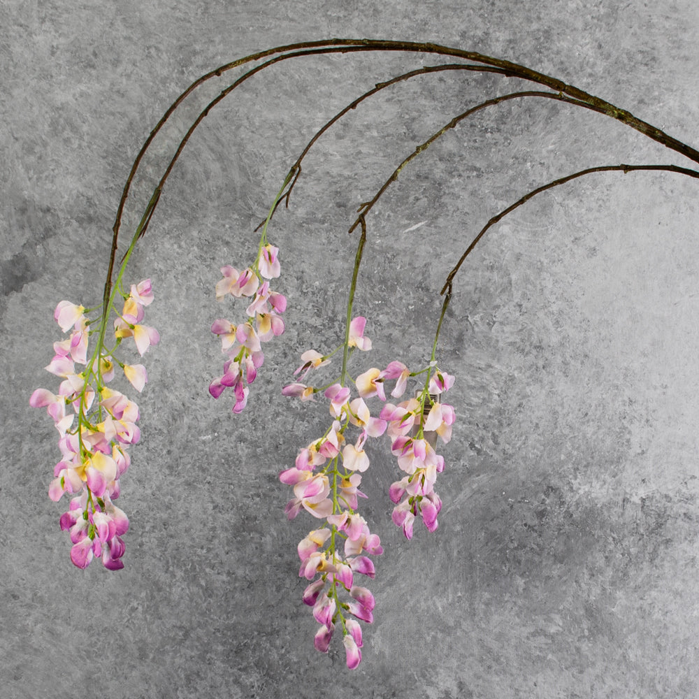 Wisteria spray (Silk-ka), Artificial, Pink, 129cm