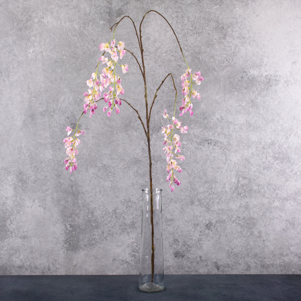 Wisteria spray (Silk-ka), Artificial, Pink, 129cm