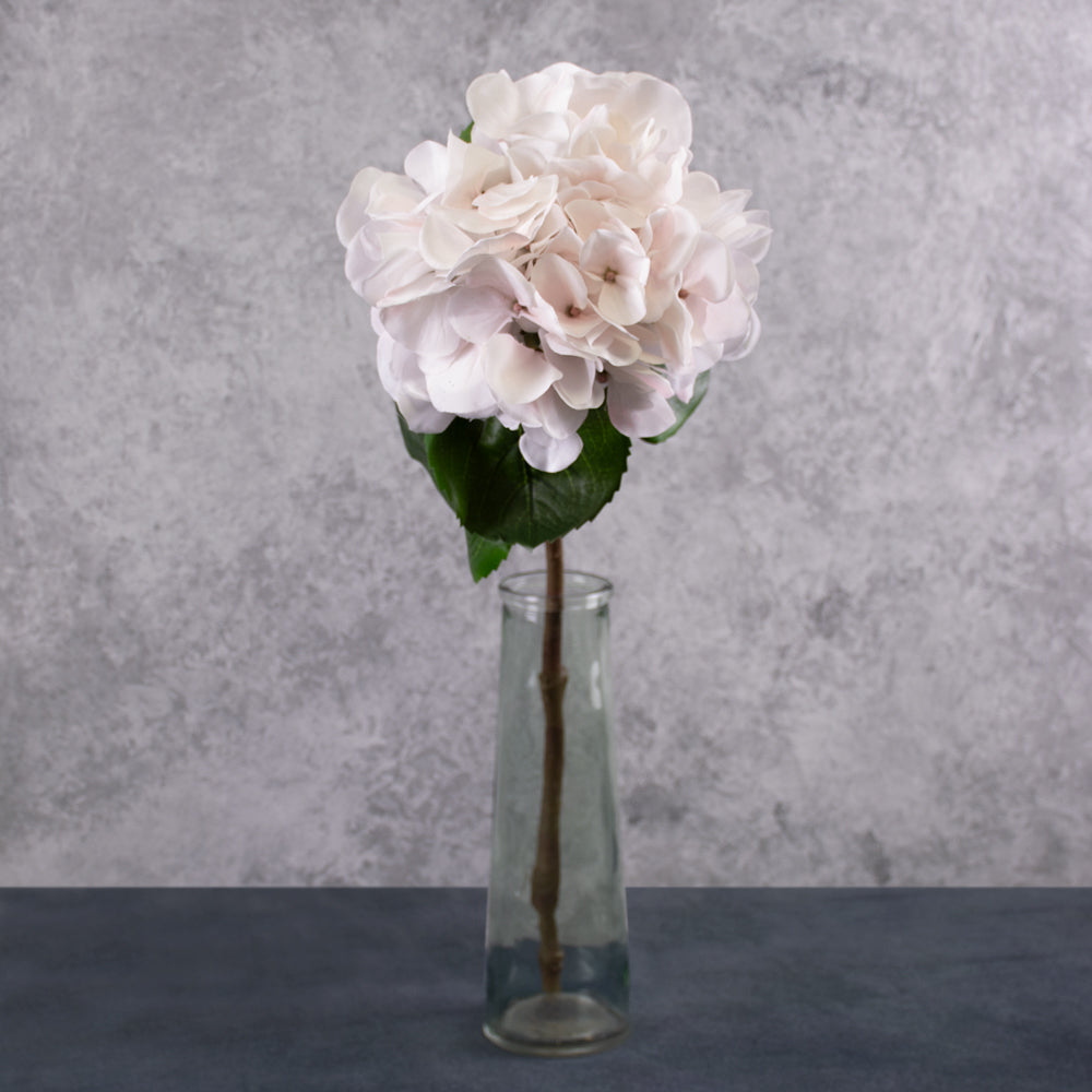 Hydrangea Stem (Silk-ka), Artificial, White/Pink, 61cm