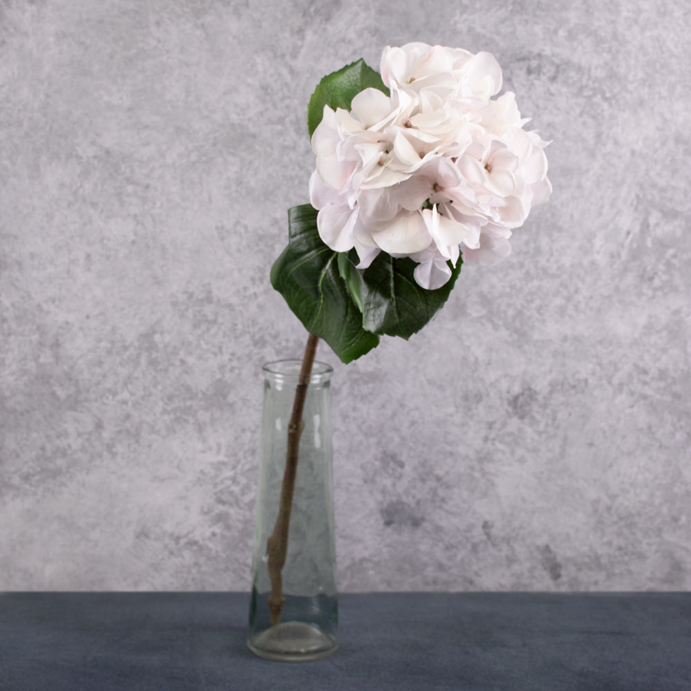 Hydrangea Stem (Silk-ka), Artificial, White/Pink, 61cm