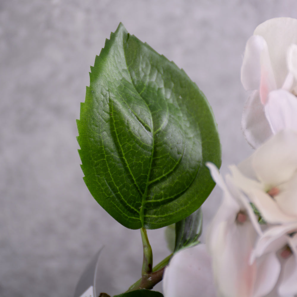Hydrangea Stem (Silk-ka), Artificial, White/Pink, 61cm