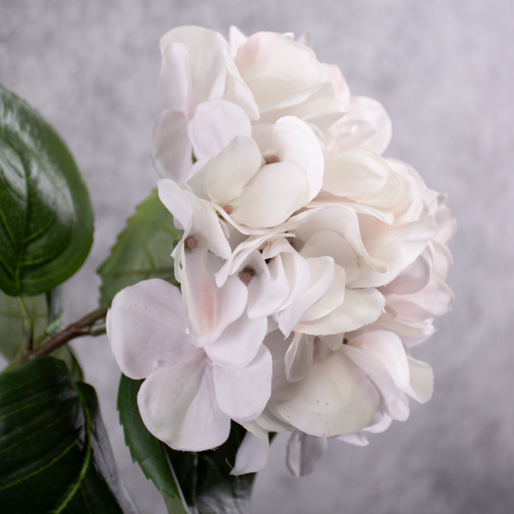 Hydrangea Stem (Silk-ka), Artificial, White/Pink, 61cm