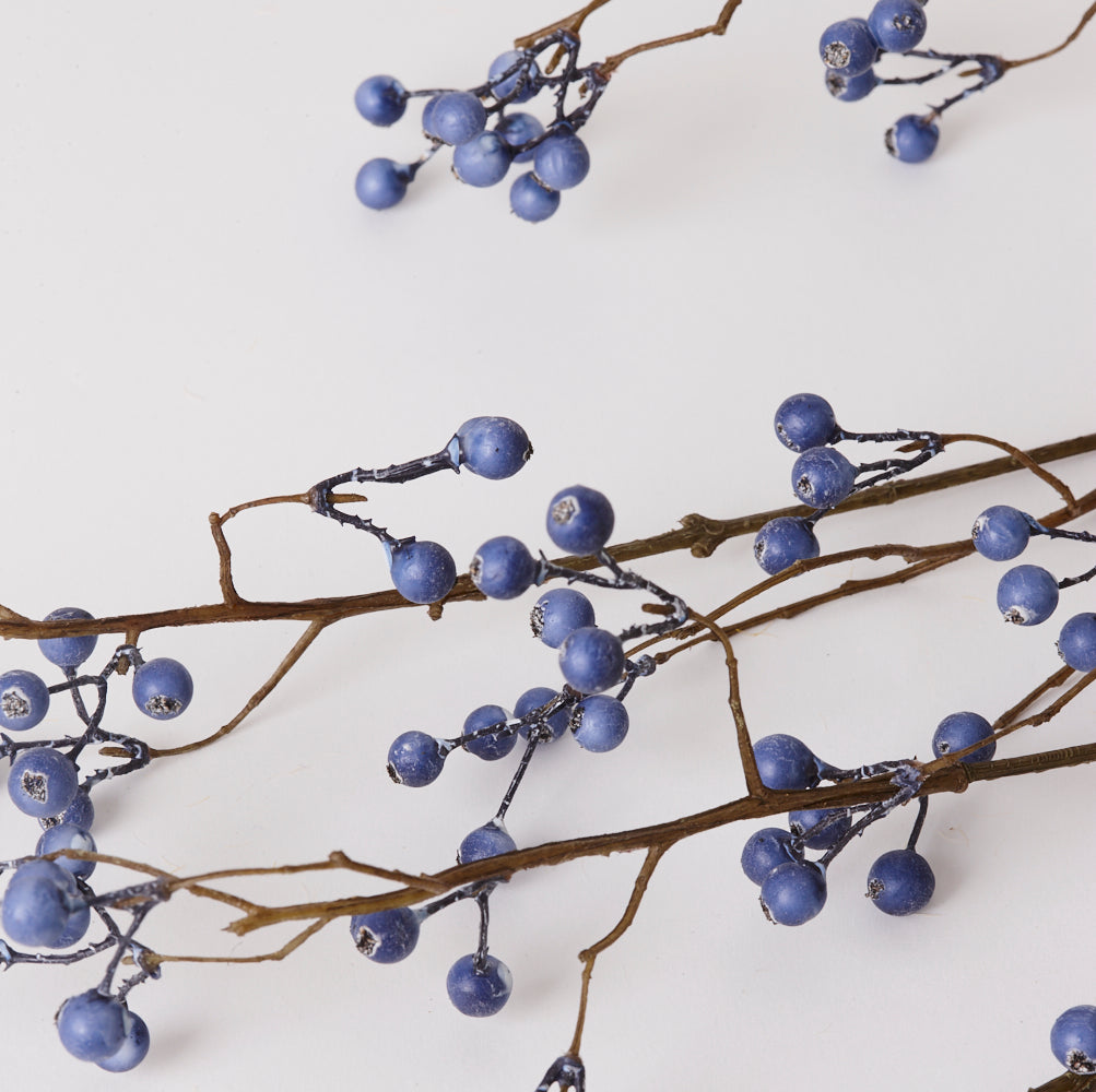 Berry Spray (Silk-ka), Artificial, Blue, 133cm
