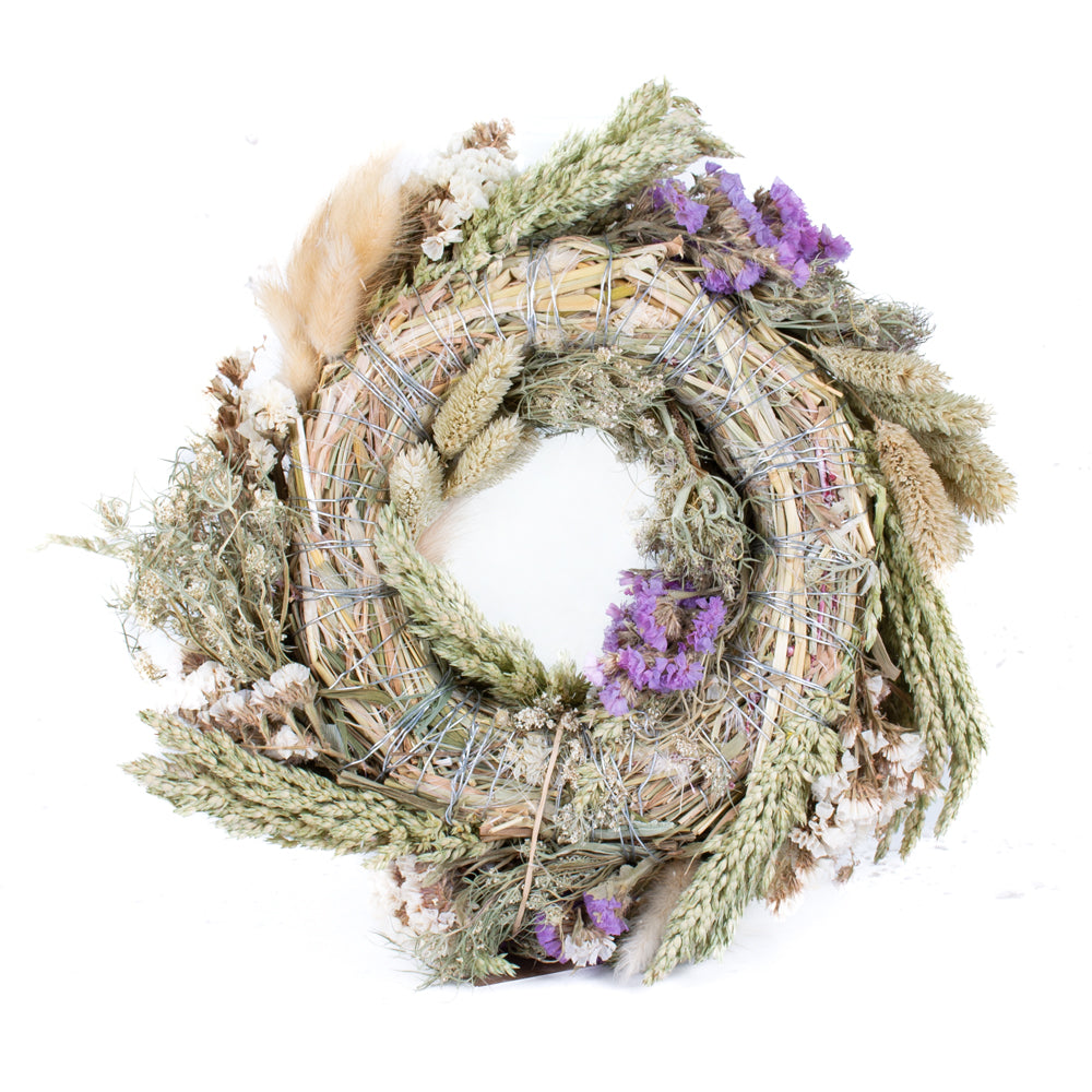 Janice, mixed wreath, Dried, natural pink, 30cm