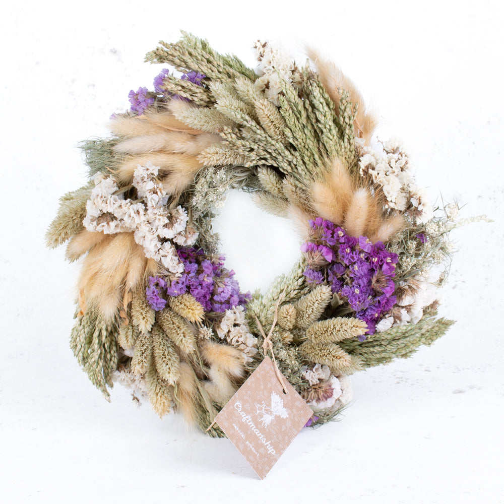 Janice, mixed wreath, Dried, natural pink, 30cm