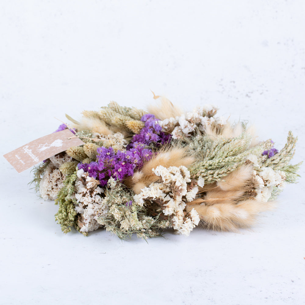 Janice, mixed wreath, Dried, natural pink, 30cm