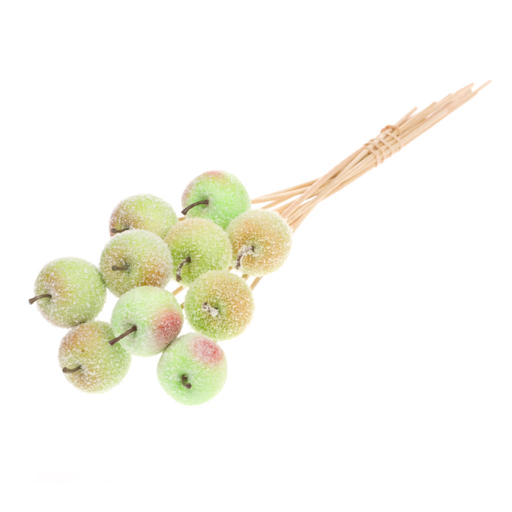 Pre Order Apple 5cm on stem green + snow, Box x 20
