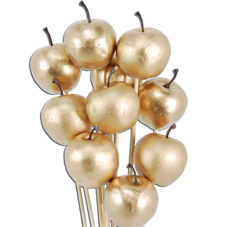 Pre Order Apple 5cm on stem gold, Box x 20