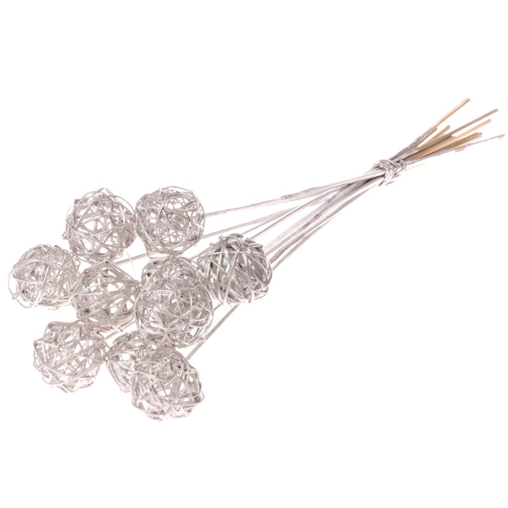 Pre Order Brunch ball 5cm on stem silver, Box x 15