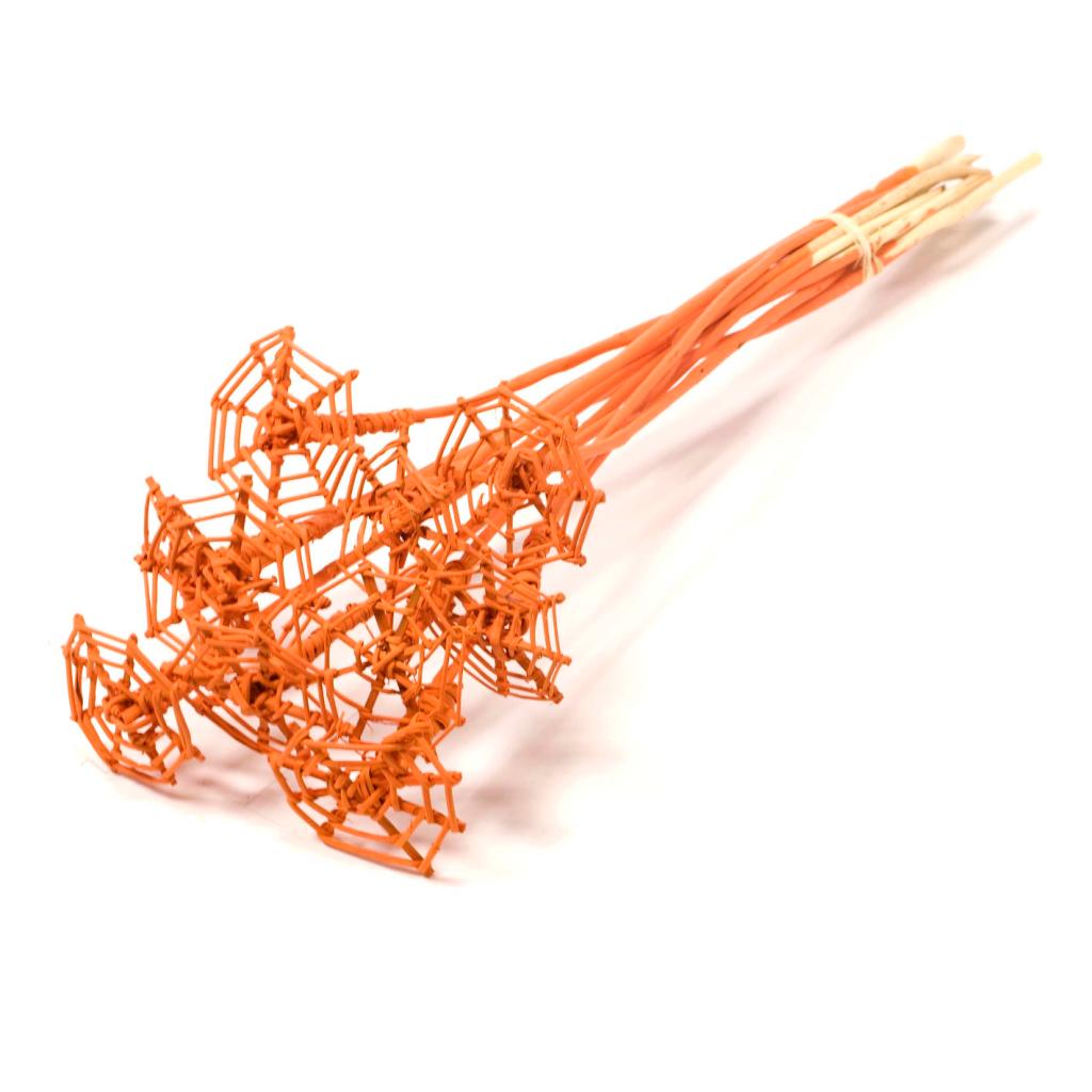 Pre Order Lata spiderweb 8cm flat on stem orange spring, box x 15