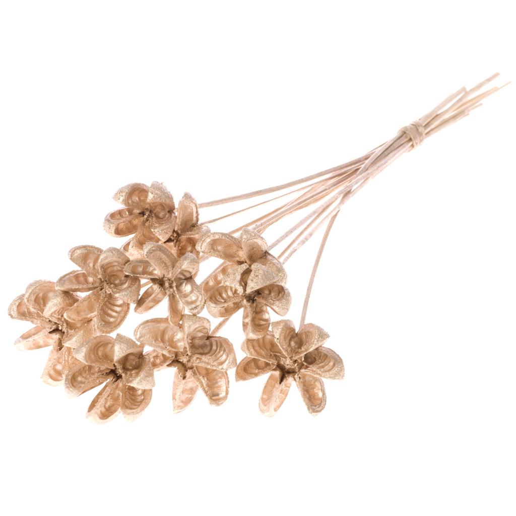 Pre Order Cartoos flower on stem warm gold, box x 15