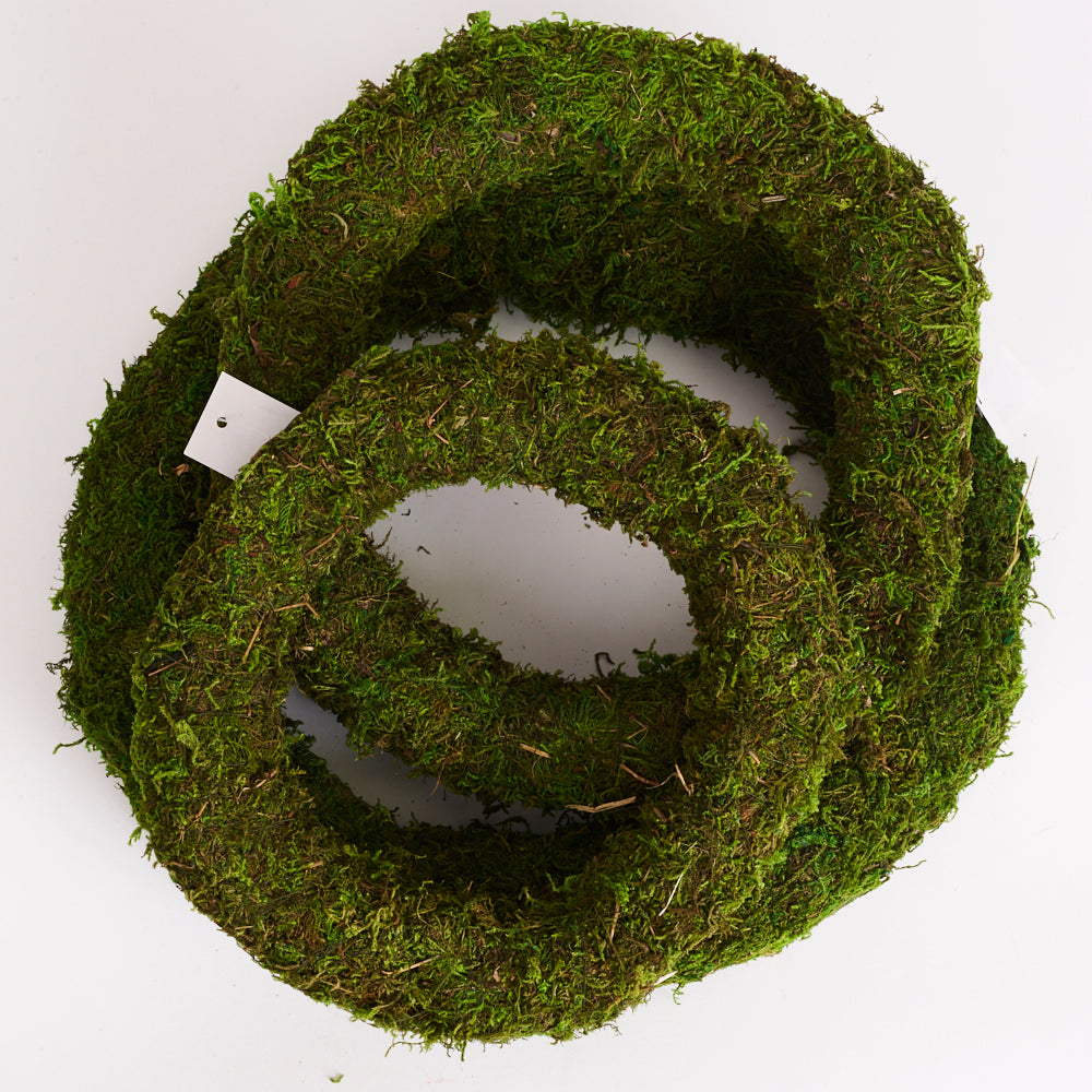 Moss Wreath Base, Dried, Green, Diameter 30cm