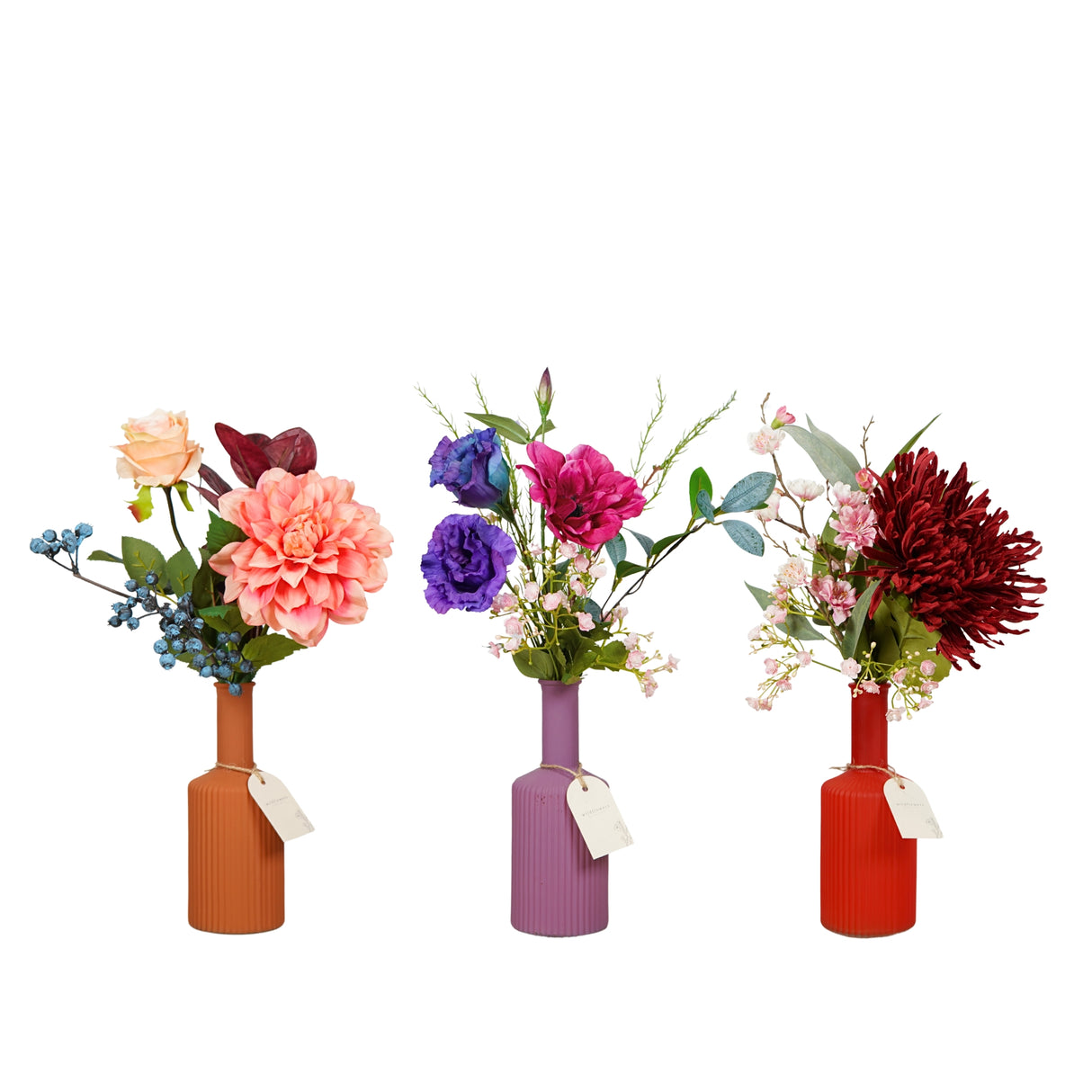 Pre Order artificial flowers in vase, terra, box x 6