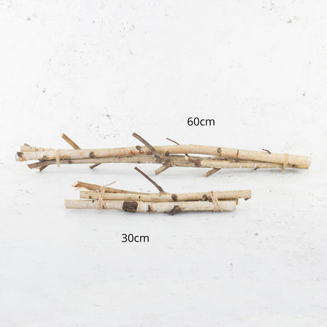 Two sets of birch twig bundles, in 30cm and 60cm sizes.
