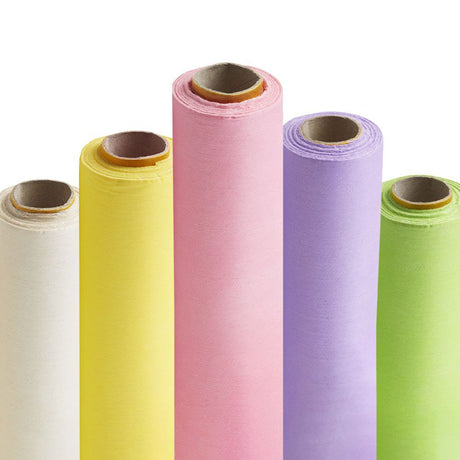 Colourful reels of compostable wrap