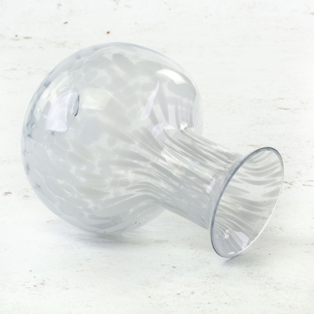 Glass Vase with White Pattern Detail, H17cm