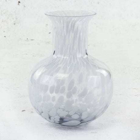 Glass Vase with White Pattern Detail