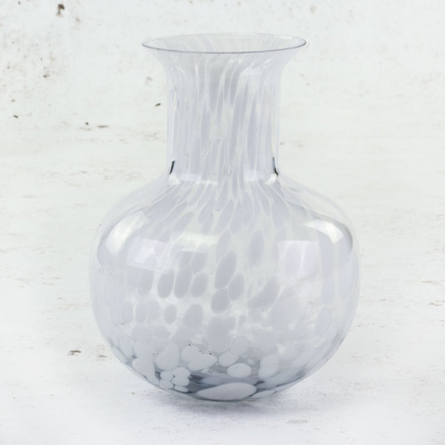 Glass Vase with White Pattern Detail