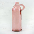 Rose Pink Recycled Glass Bottle Vase with handle H22cm