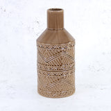 Brown Ceramic Vase with Aztec Pattern Detail, H33cm