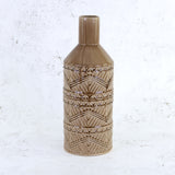 Brown Ceramic Vase with Aztec Pattern Detail, H40.5cm