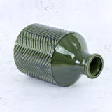 Green Ceramic Vase with pattern detail, H30cm