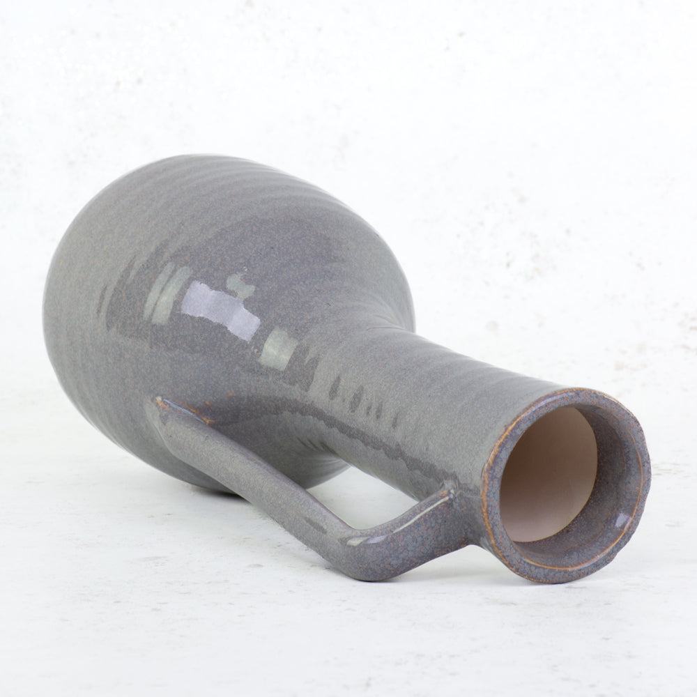 Grey Ceramic vase with handle, H30.5cm