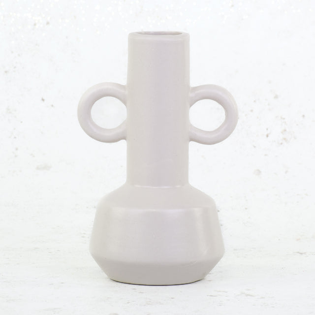 White Porcelain Vase with 2 handles, H15cm