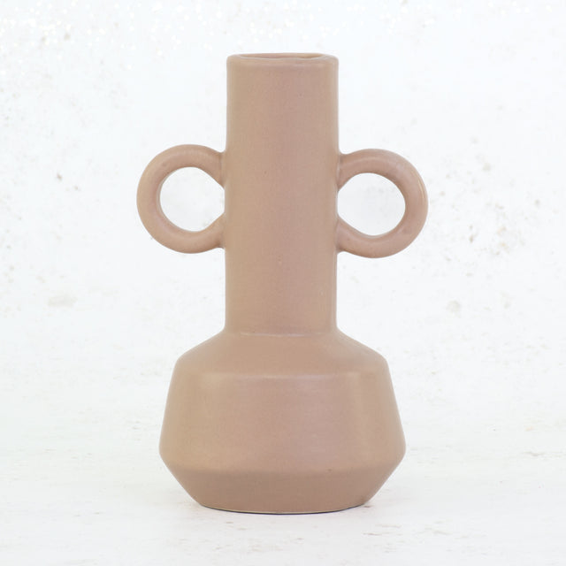 Nude Porcelain Vase with 2 handles, H15cm