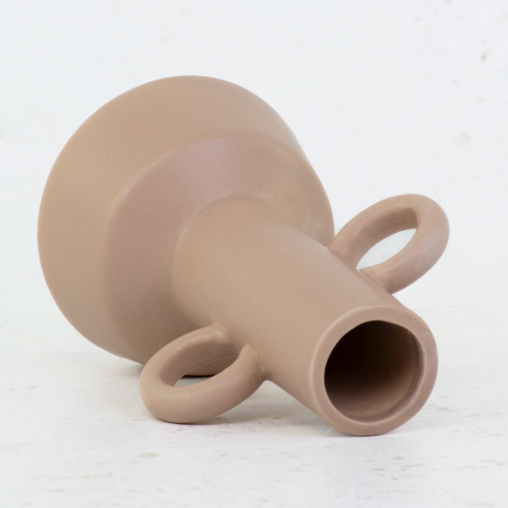 Nude Porcelain Vase with 2 handles, H15cm