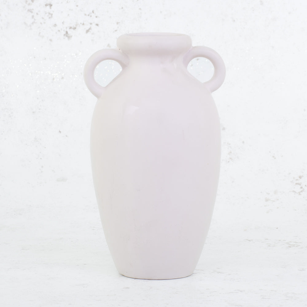 White Porcelain Urn Vase with 2 small handles, H20cm