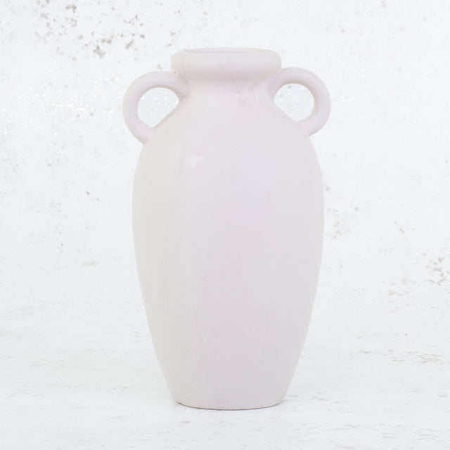 White Porcelain Urn Vase with 2 small handles, H20cm