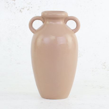 Nude Porcelain Urn Vase with 2 small handles, H20cm