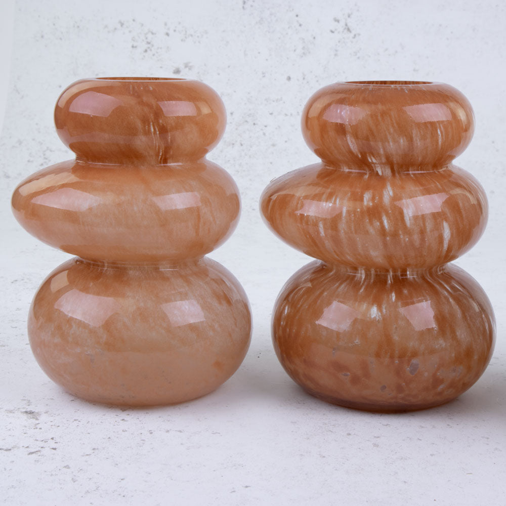 ight Brown / Orange Balancing Stone Glass Vase, H19cm