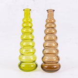 Pale Green/Yellow Horizontal Ribbed Glass Bottle Vase, H18cm