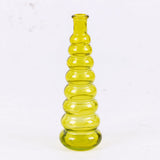 Pale Green/Yellow Horizontal Ribbed Glass Bottle Vase, H18cm