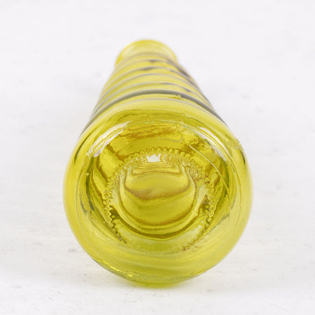 Pale Green/Yellow Horizontal Ribbed Glass Bottle Vase, H18cm